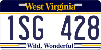 WV license plate 1SG428