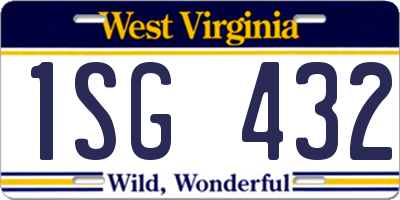 WV license plate 1SG432