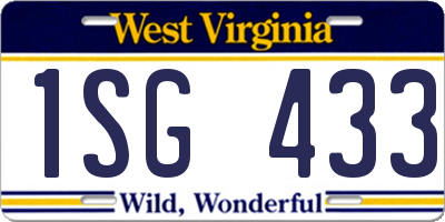 WV license plate 1SG433