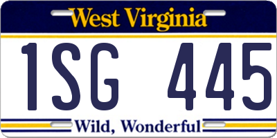 WV license plate 1SG445