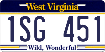 WV license plate 1SG451