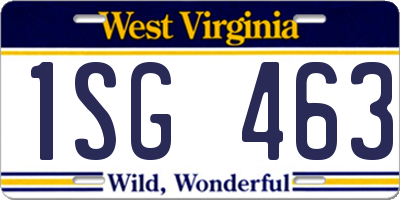 WV license plate 1SG463