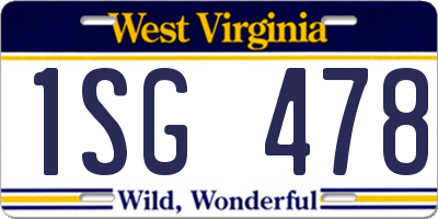 WV license plate 1SG478