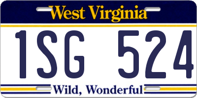 WV license plate 1SG524