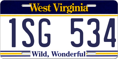WV license plate 1SG534