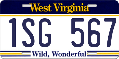 WV license plate 1SG567