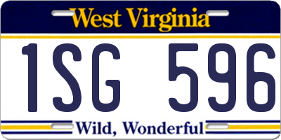 WV license plate 1SG596