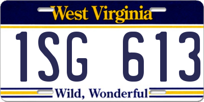 WV license plate 1SG613