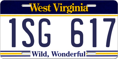 WV license plate 1SG617