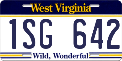 WV license plate 1SG642