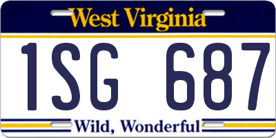 WV license plate 1SG687