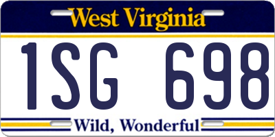 WV license plate 1SG698