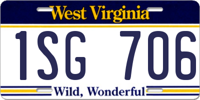 WV license plate 1SG706