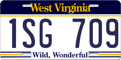 WV license plate 1SG709