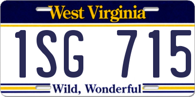 WV license plate 1SG715