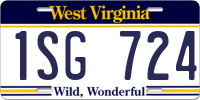 WV license plate 1SG724