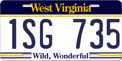 WV license plate 1SG735