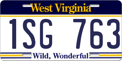 WV license plate 1SG763