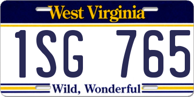 WV license plate 1SG765