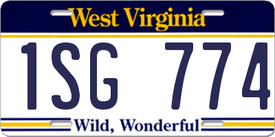 WV license plate 1SG774