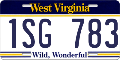 WV license plate 1SG783