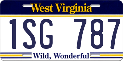 WV license plate 1SG787