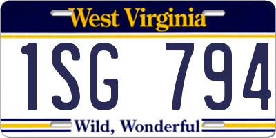 WV license plate 1SG794