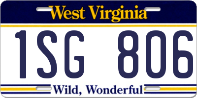 WV license plate 1SG806