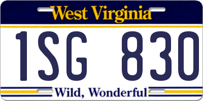 WV license plate 1SG830