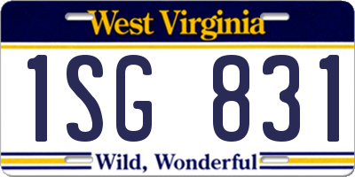 WV license plate 1SG831