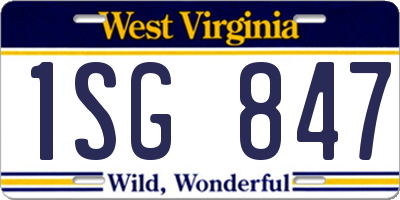 WV license plate 1SG847
