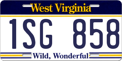 WV license plate 1SG858
