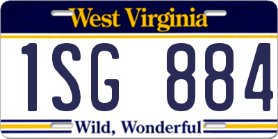 WV license plate 1SG884
