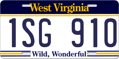 WV license plate 1SG910
