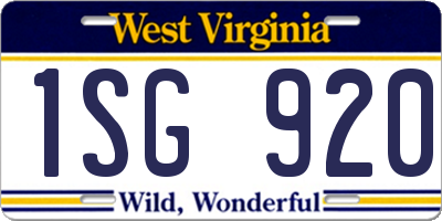 WV license plate 1SG920
