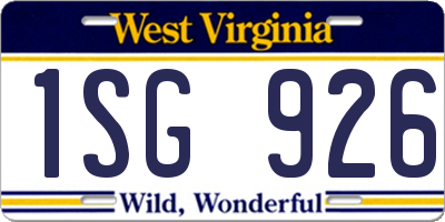 WV license plate 1SG926