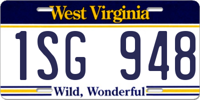 WV license plate 1SG948