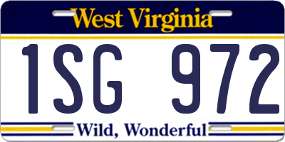 WV license plate 1SG972