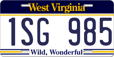 WV license plate 1SG985