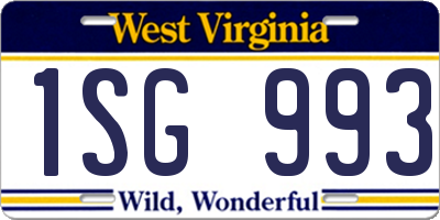 WV license plate 1SG993
