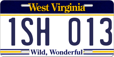 WV license plate 1SH013
