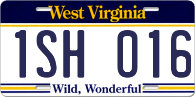 WV license plate 1SH016