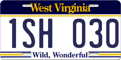 WV license plate 1SH030