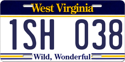 WV license plate 1SH038