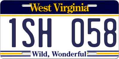 WV license plate 1SH058