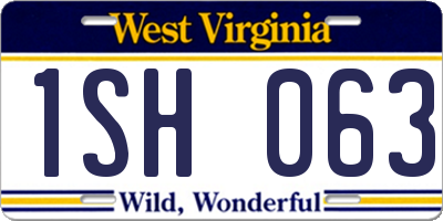 WV license plate 1SH063