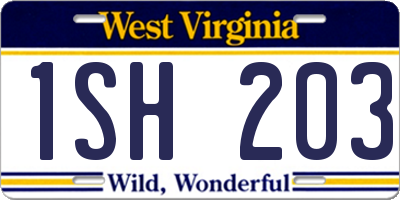 WV license plate 1SH203
