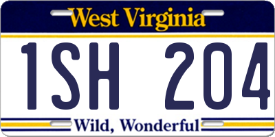 WV license plate 1SH204