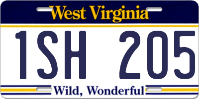WV license plate 1SH205
