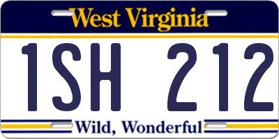 WV license plate 1SH212